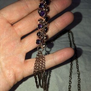 Purple tassel necklace 23 inches long vintage style amethyst necklace